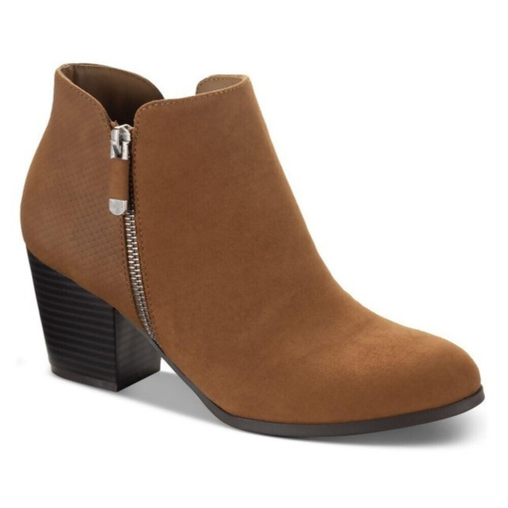 Style & Co. Masrinaa Boots Womens US 9.5 Brown Leather Block Heel Bootie LION818
